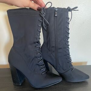 Chic Black Lace-Up Ankle Boots